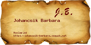 Johancsik Barbara névjegykártya